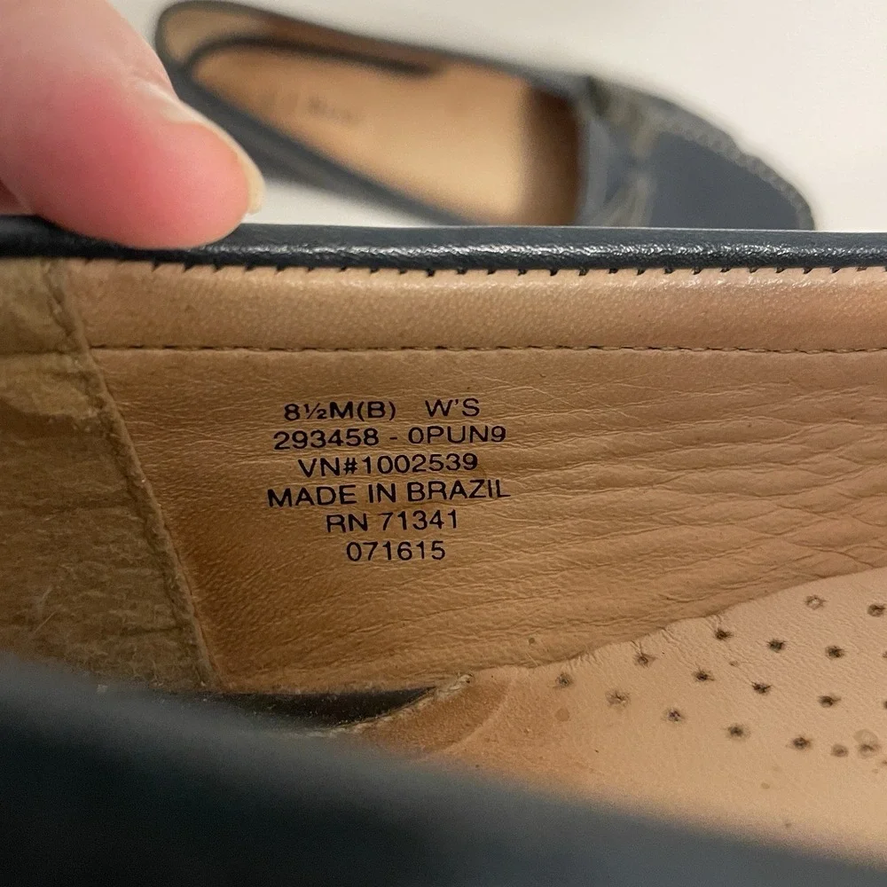 L.L..Bean Women's Sz8.5M‎ Classic Navy Loafers Driving Moccasins Leather Buckles